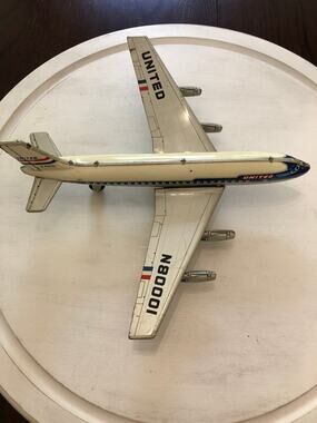 Vintage Japan Tin United Airlines Airplane Tin Toy United N80001 DC 8